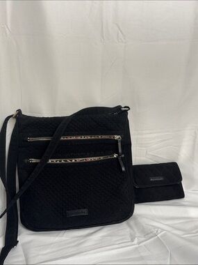 Vera Bradley Black Quilted Crossbody with Matching Wallet